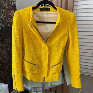ZARA Tweed Yellow Peplum Jacket